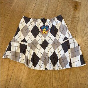 Omighty Argyle Shirt (Mesh) and asymmetrical skirt in white